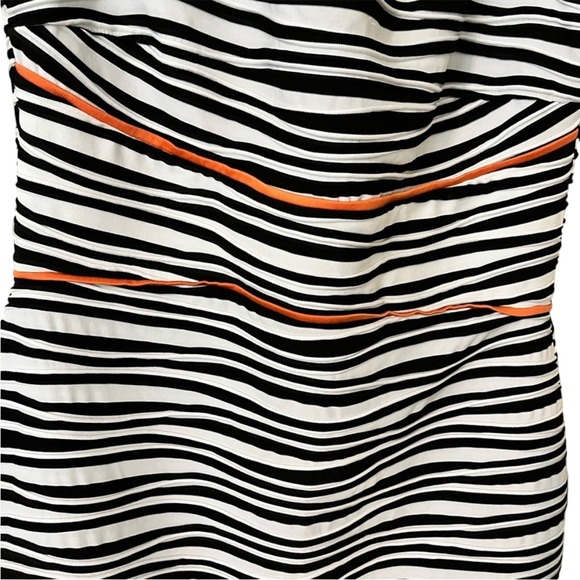 Donna Ricco Vintage 90s Black and White Stripes Sz 12 DressOrange Highlights - Picture 2 of 5